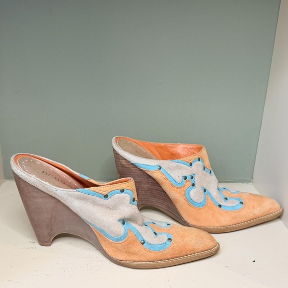 BCBG Vintage suede western cowboy mule clogs in Orange - Picture 6 of 8